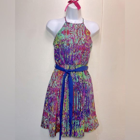 MOD on Trend Dresses & Skirts - #0120 MOD On Trend colorful Lined X-Strap Sundress w/ Blue Accent Belt -S